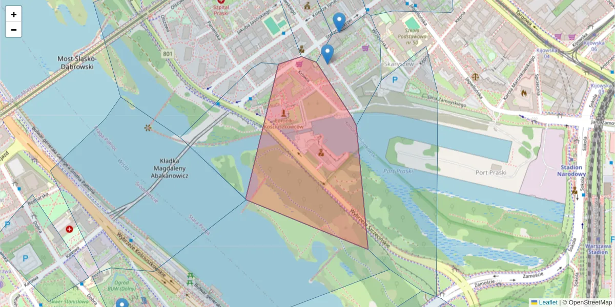 Szczegółowa mapa kodu pocztowego 03-710 z granicami, sąsiednimi kodami pocztowymi i urzędami pocztowymi
