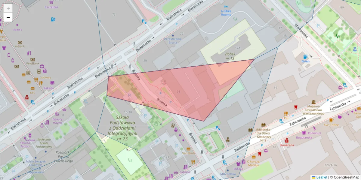 Szczegółowa mapa kodu pocztowego 03-737 z granicami, sąsiednimi kodami pocztowymi i urzędami pocztowymi