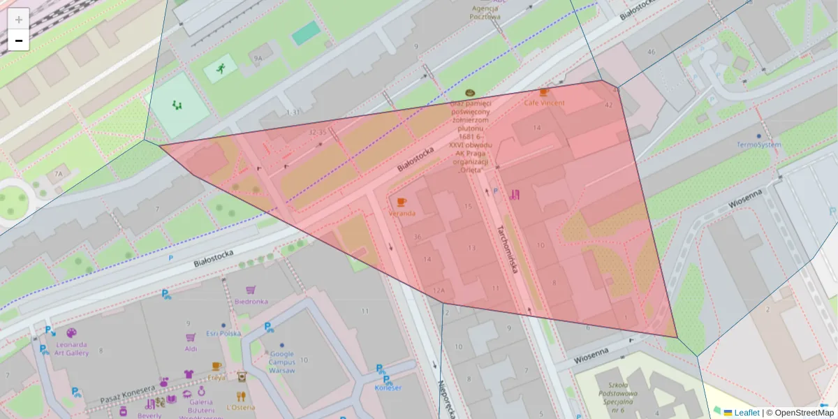 Szczegółowa mapa kodu pocztowego 03-746 z granicami, sąsiednimi kodami pocztowymi i urzędami pocztowymi