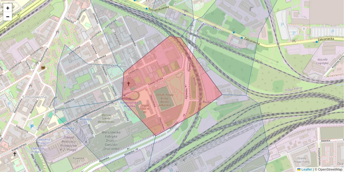 Szczegółowa mapa kodu pocztowego 03-775 z granicami, sąsiednimi kodami pocztowymi i urzędami pocztowymi