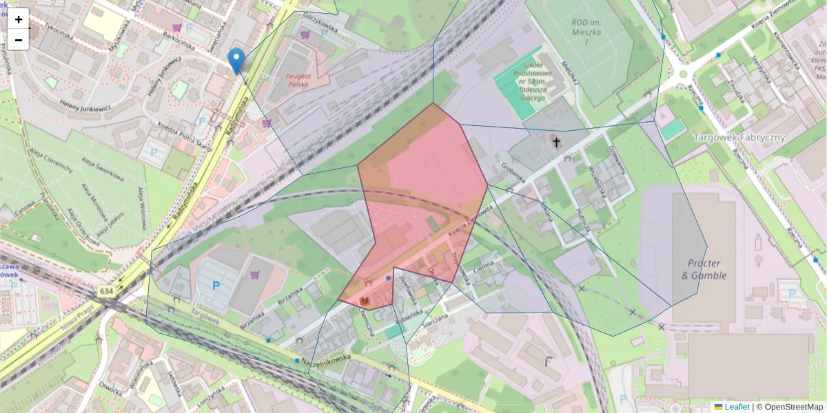 Szczegółowa mapa kodu pocztowego 03-778 z granicami, sąsiednimi kodami pocztowymi i urzędami pocztowymi