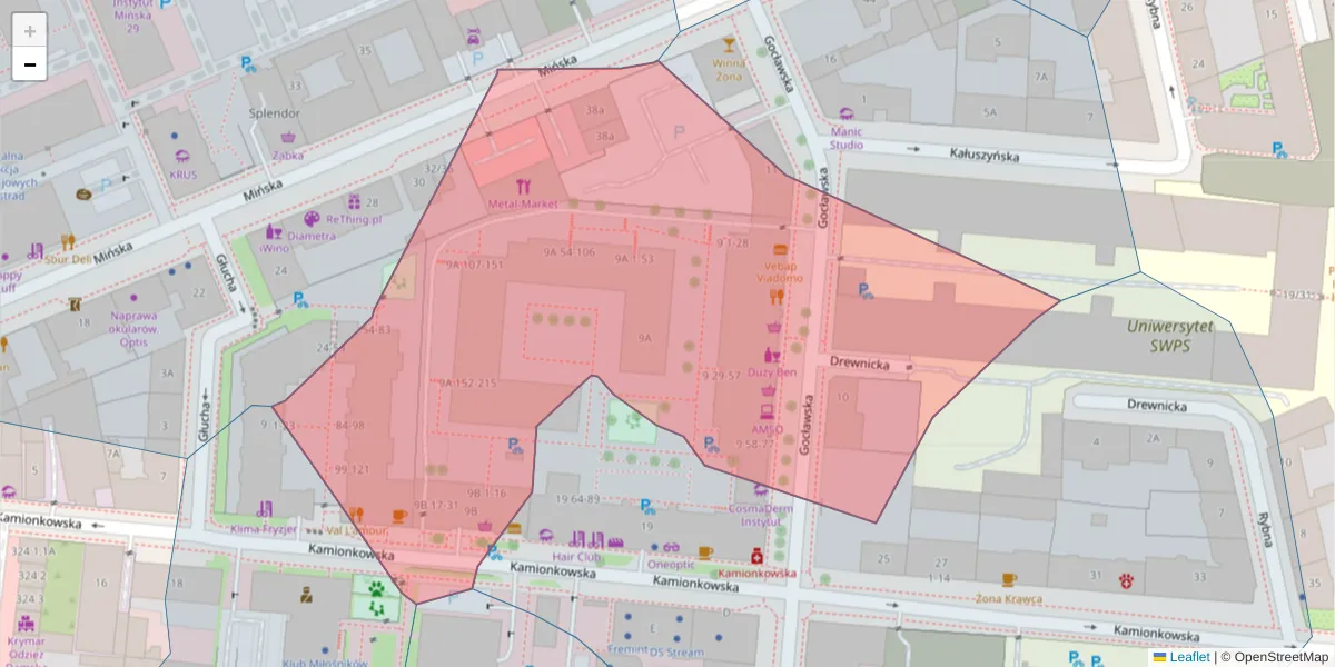 Szczegółowa mapa kodu pocztowego 03-810 z granicami, sąsiednimi kodami pocztowymi i urzędami pocztowymi