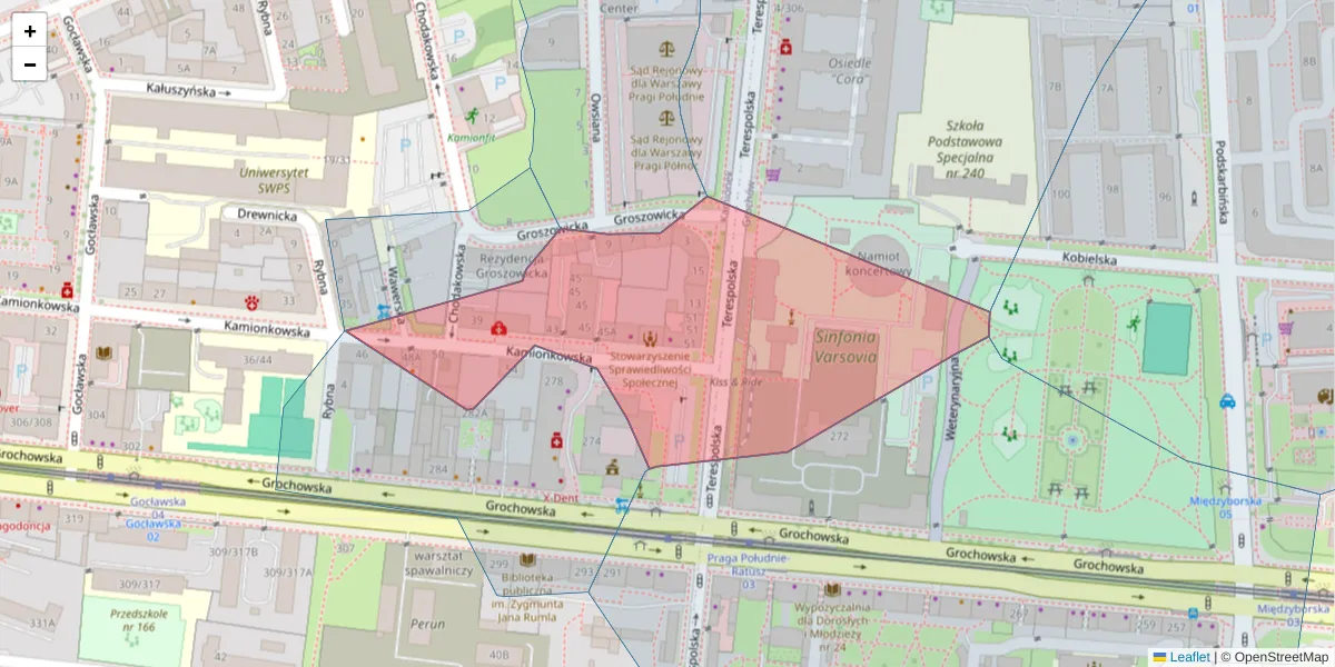Szczegółowa mapa kodu pocztowego 03-812 z granicami, sąsiednimi kodami pocztowymi i urzędami pocztowymi