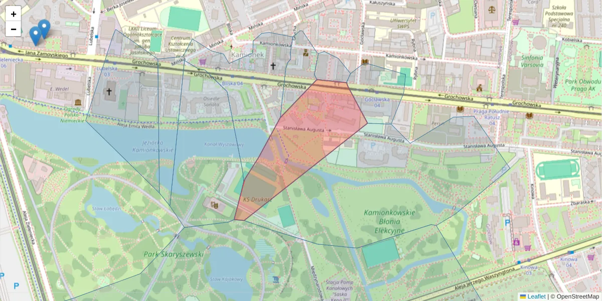 Szczegółowa mapa kodu pocztowego 03-823 z granicami, sąsiednimi kodami pocztowymi i urzędami pocztowymi
