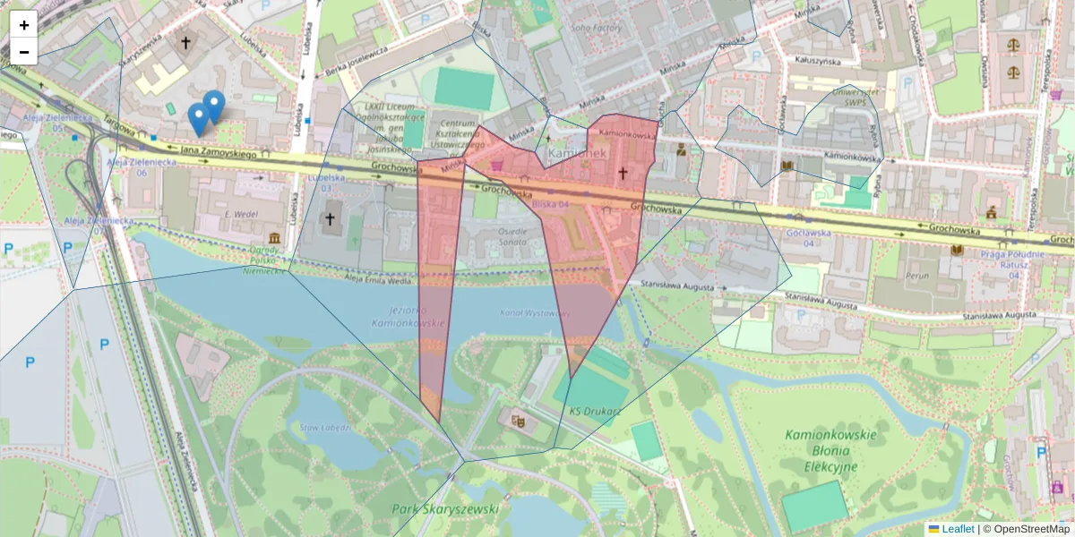 Szczegółowa mapa kodu pocztowego 03-838 z granicami, sąsiednimi kodami pocztowymi i urzędami pocztowymi