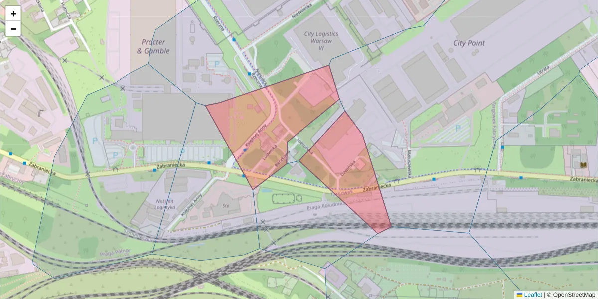 Szczegółowa mapa kodu pocztowego 03-873 z granicami, sąsiednimi kodami pocztowymi i urzędami pocztowymi