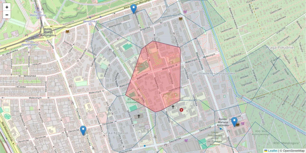 Szczegółowa mapa kodu pocztowego 03-926 z granicami, sąsiednimi kodami pocztowymi i urzędami pocztowymi