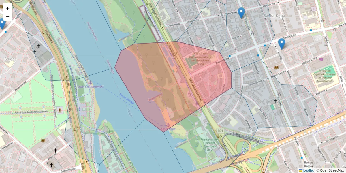 Szczegółowa mapa kodu pocztowego 03-941 z granicami, sąsiednimi kodami pocztowymi i urzędami pocztowymi