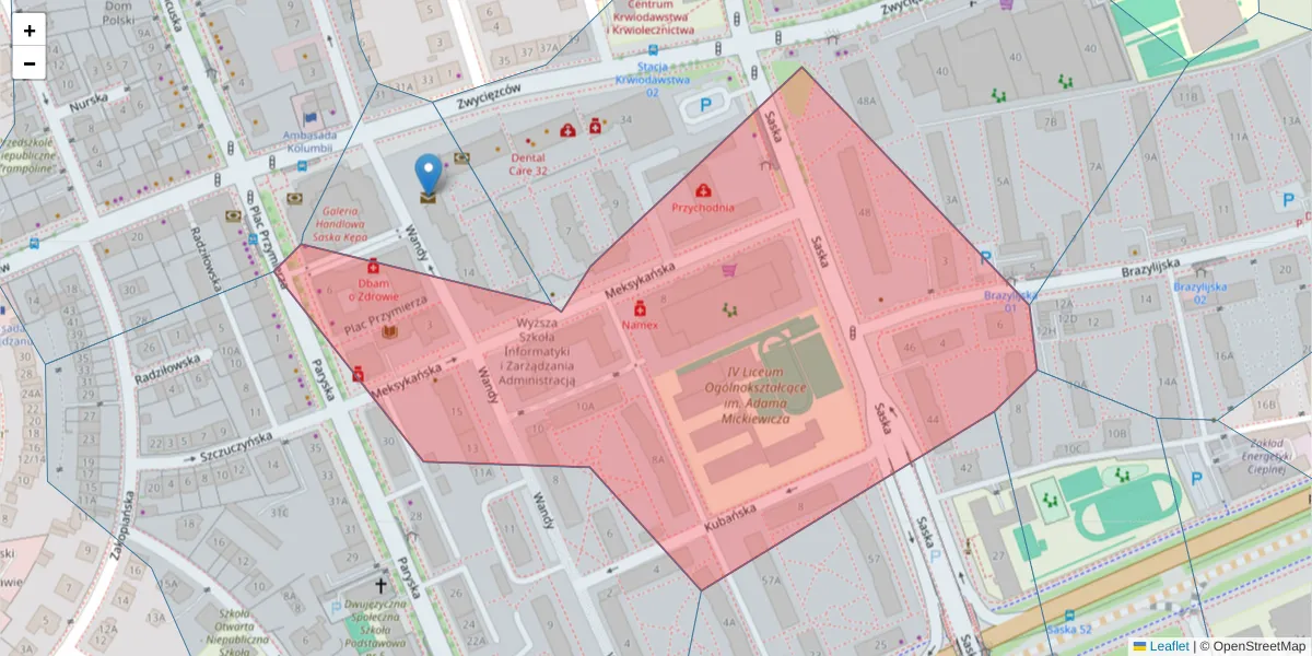 Szczegółowa mapa kodu pocztowego 03-948 z granicami, sąsiednimi kodami pocztowymi i urzędami pocztowymi