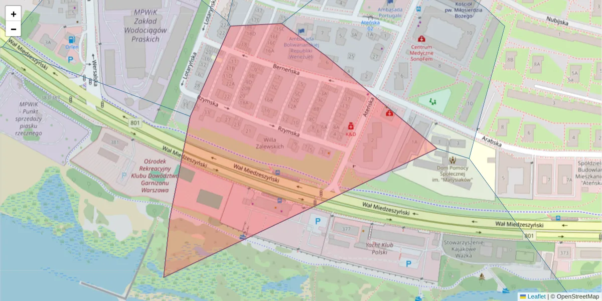 Szczegółowa mapa kodu pocztowego 03-976 z granicami, sąsiednimi kodami pocztowymi i urzędami pocztowymi