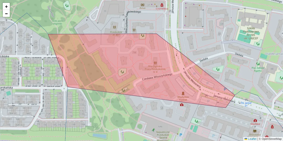Szczegółowa mapa kodu pocztowego 03-983 z granicami, sąsiednimi kodami pocztowymi i urzędami pocztowymi