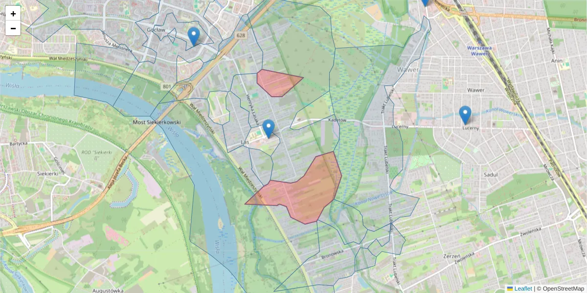 Szczegółowa mapa kodu pocztowego 03-985 z granicami, sąsiednimi kodami pocztowymi i urzędami pocztowymi