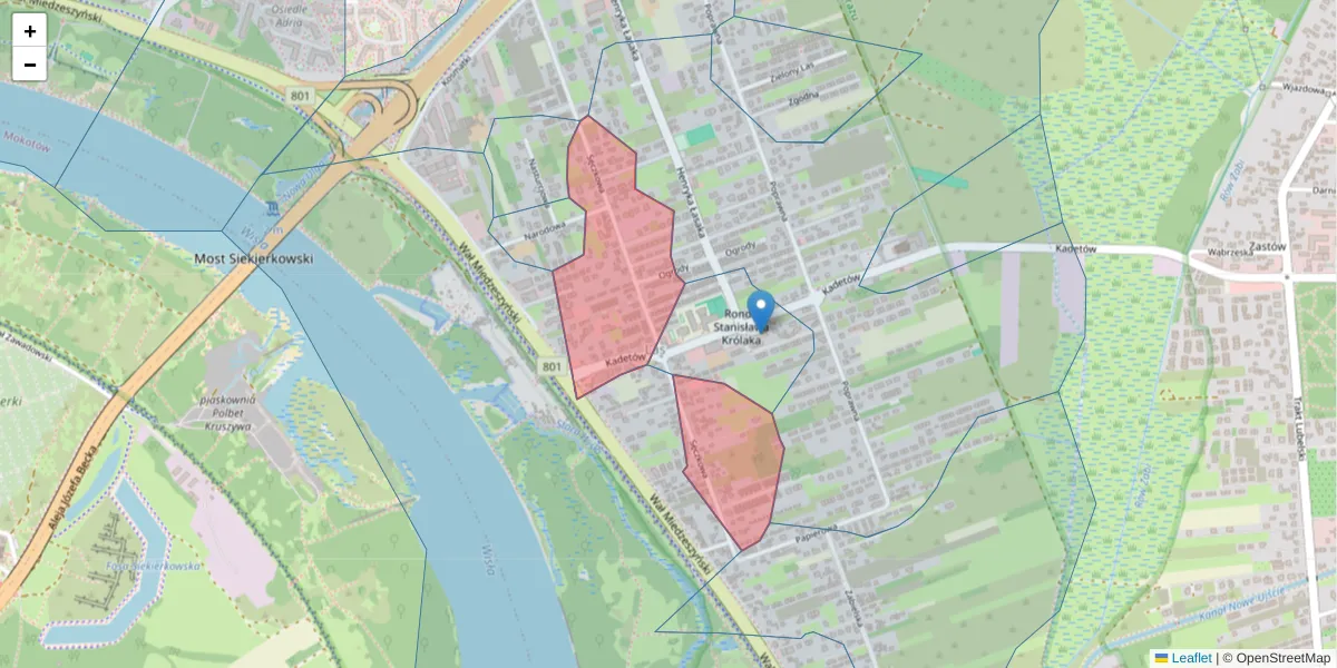 Szczegółowa mapa kodu pocztowego 03-986 z granicami, sąsiednimi kodami pocztowymi i urzędami pocztowymi