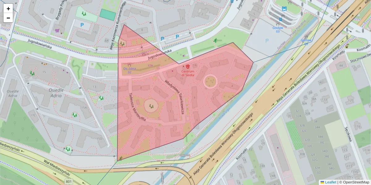 Szczegółowa mapa kodu pocztowego 03-988 z granicami, sąsiednimi kodami pocztowymi i urzędami pocztowymi