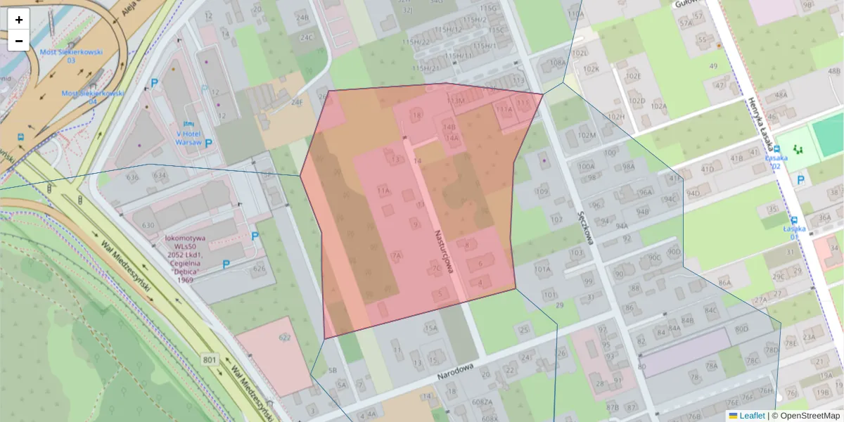 Szczegółowa mapa kodu pocztowego 03-989 z granicami, sąsiednimi kodami pocztowymi i urzędami pocztowymi