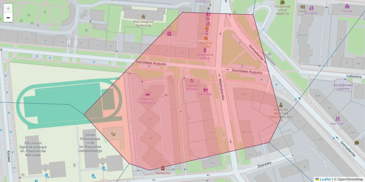 Szczegółowa mapa kodu pocztowego 04-013 z granicami, sąsiednimi kodami pocztowymi i urzędami pocztowymi