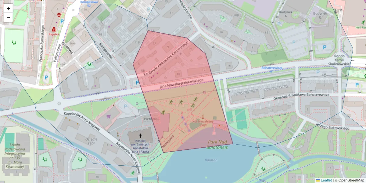 Szczegółowa mapa kodu pocztowego 04-042 z granicami, sąsiednimi kodami pocztowymi i urzędami pocztowymi