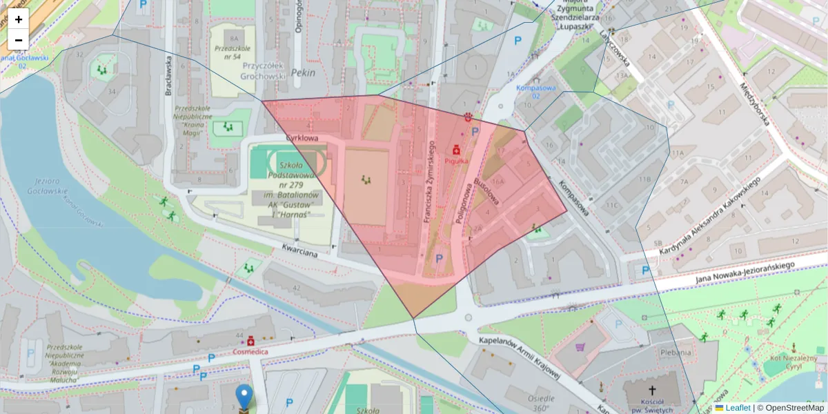 Szczegółowa mapa kodu pocztowego 04-047 z granicami, sąsiednimi kodami pocztowymi i urzędami pocztowymi