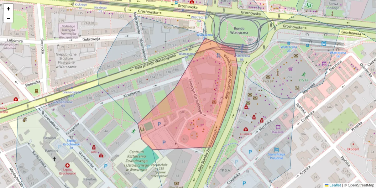 Szczegółowa mapa kodu pocztowego 04-078 z granicami, sąsiednimi kodami pocztowymi i urzędami pocztowymi