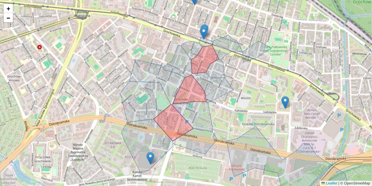 Szczegółowa mapa kodu pocztowego 04-158 z granicami, sąsiednimi kodami pocztowymi i urzędami pocztowymi