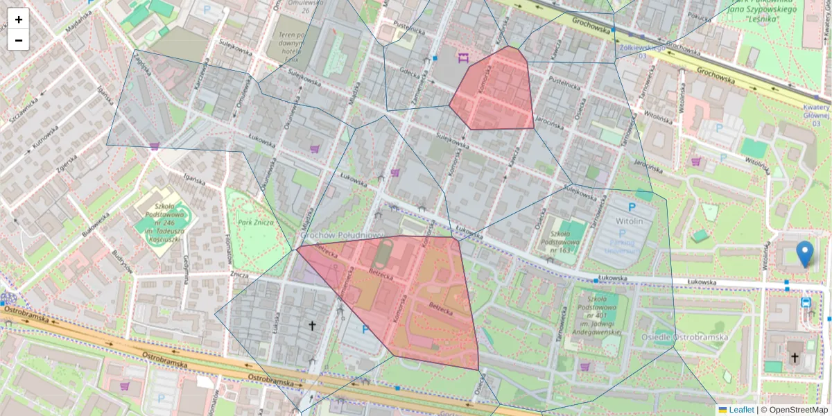 Szczegółowa mapa kodu pocztowego 04-161 z granicami, sąsiednimi kodami pocztowymi i urzędami pocztowymi