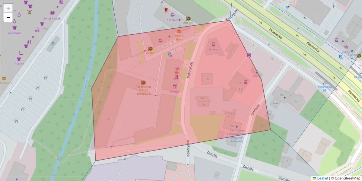 Szczegółowa mapa kodu pocztowego 04-191 z granicami, sąsiednimi kodami pocztowymi i urzędami pocztowymi