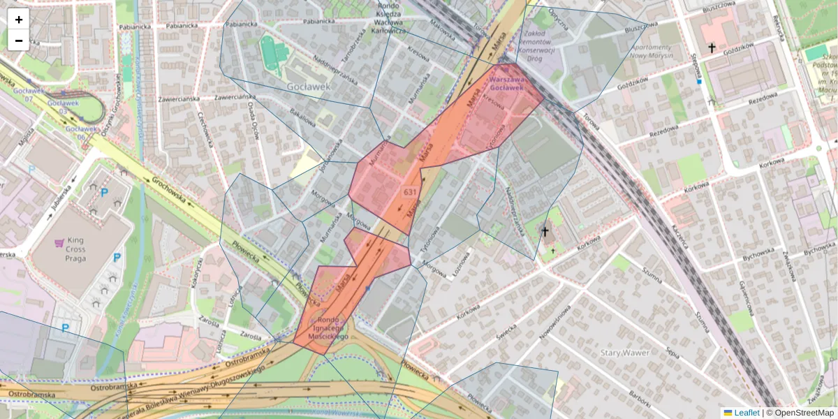 Szczegółowa mapa kodu pocztowego 04-202 z granicami, sąsiednimi kodami pocztowymi i urzędami pocztowymi