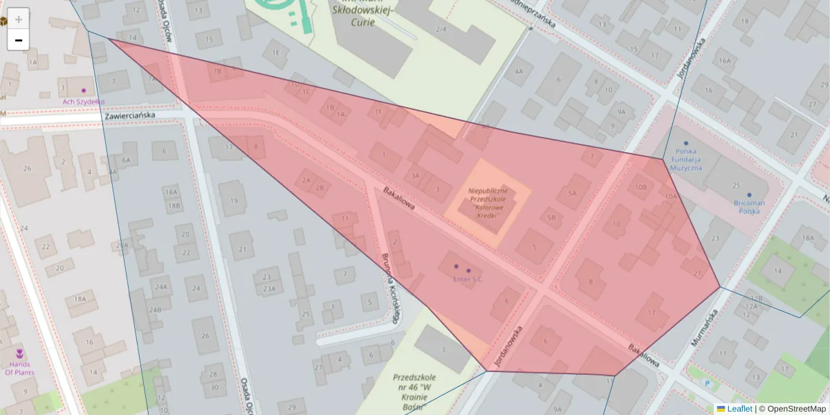 Szczegółowa mapa kodu pocztowego 04-222 z granicami, sąsiednimi kodami pocztowymi i urzędami pocztowymi