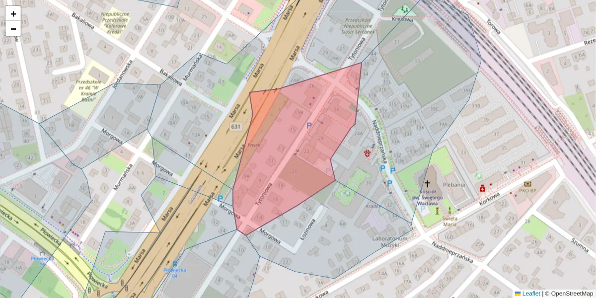Szczegółowa mapa kodu pocztowego 04-228 z granicami, sąsiednimi kodami pocztowymi i urzędami pocztowymi