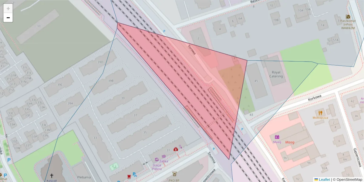 Szczegółowa mapa kodu pocztowego 04-230 z granicami, sąsiednimi kodami pocztowymi i urzędami pocztowymi