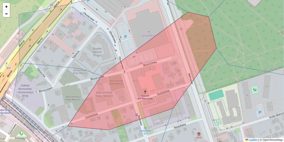 Szczegółowa mapa kodu pocztowego 04-231 z granicami, sąsiednimi kodami pocztowymi i urzędami pocztowymi
