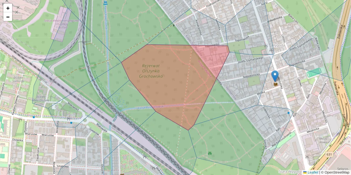 Szczegółowa mapa kodu pocztowego 04-254 z granicami, sąsiednimi kodami pocztowymi i urzędami pocztowymi