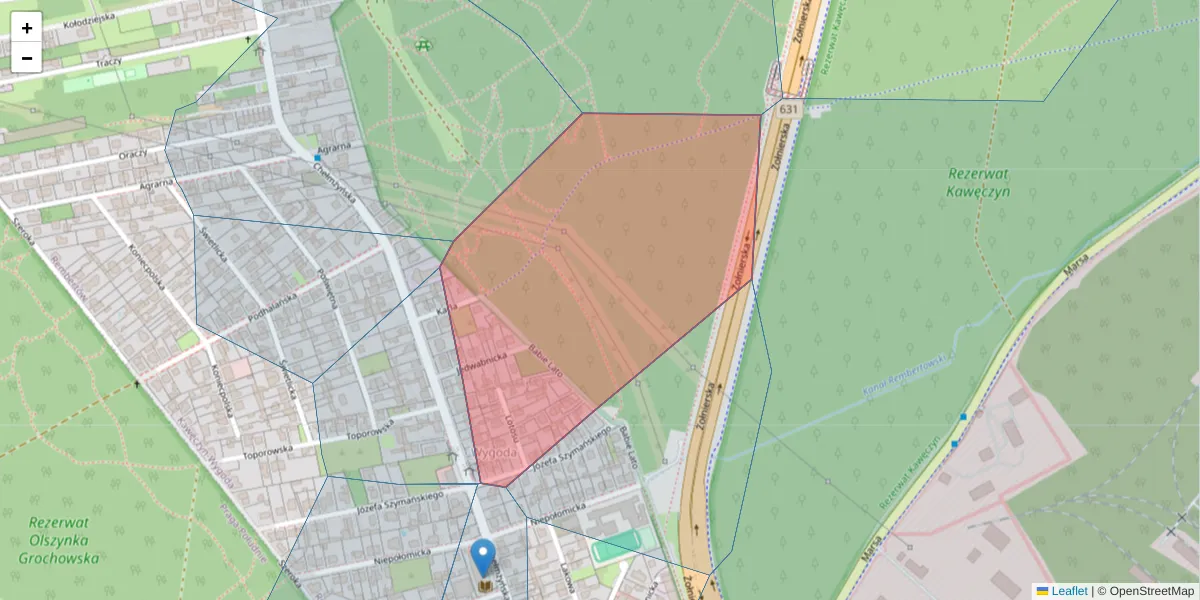 Szczegółowa mapa kodu pocztowego 04-259 z granicami, sąsiednimi kodami pocztowymi i urzędami pocztowymi
