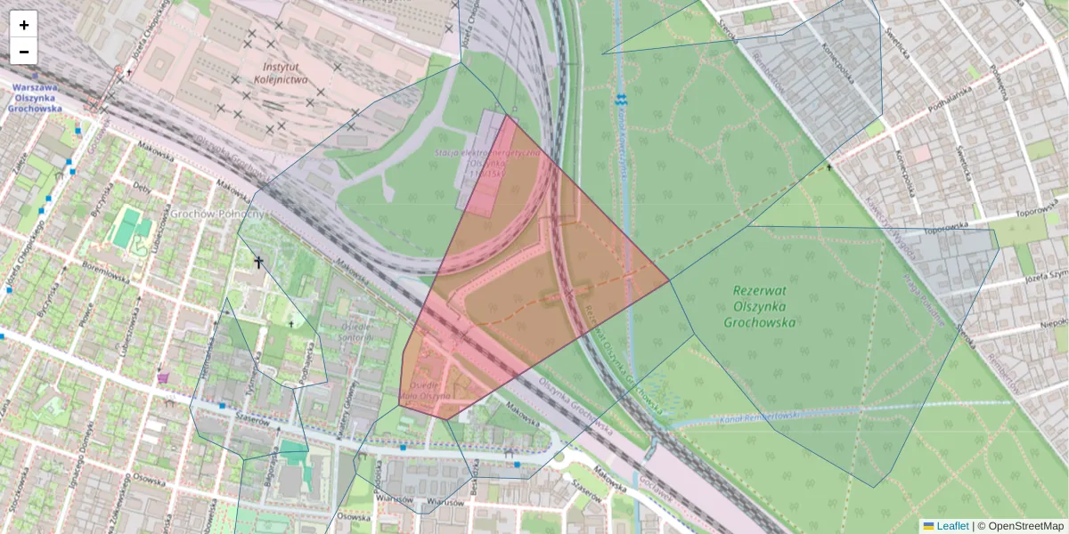 Szczegółowa mapa kodu pocztowego 04-280 z granicami, sąsiednimi kodami pocztowymi i urzędami pocztowymi