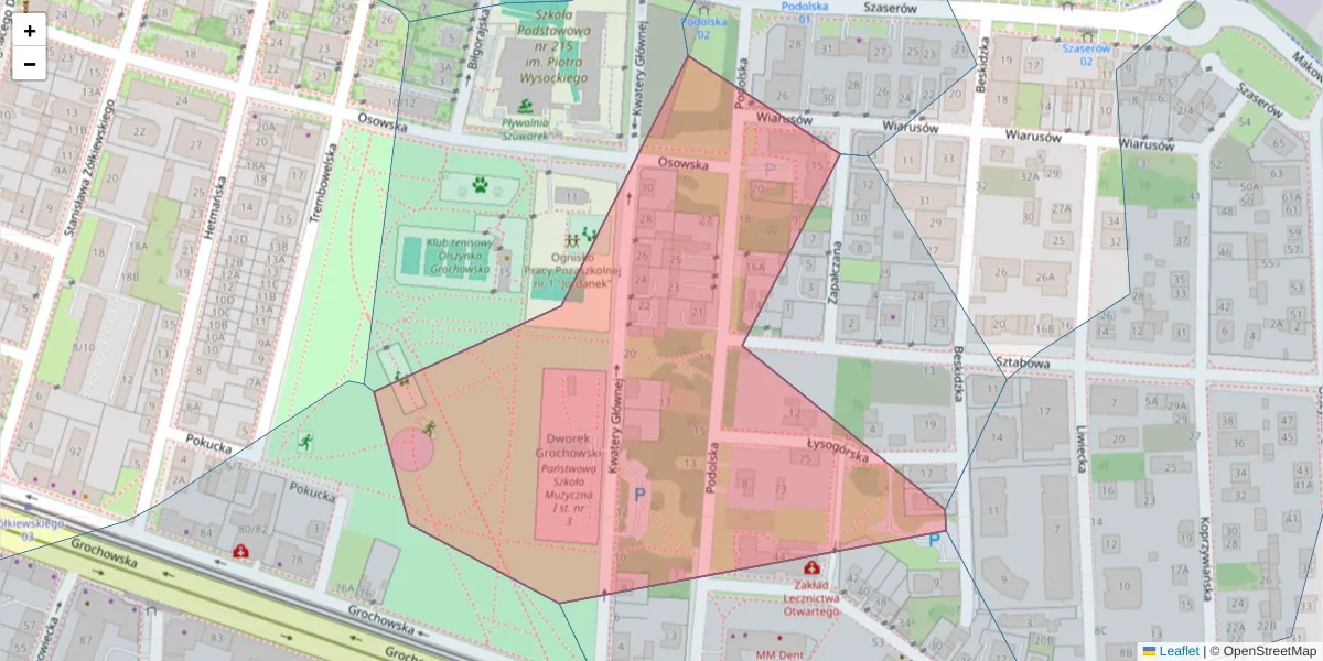 Szczegółowa mapa kodu pocztowego 04-291 z granicami, sąsiednimi kodami pocztowymi i urzędami pocztowymi