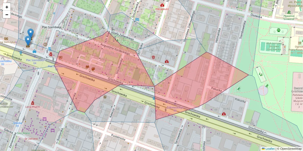 Szczegółowa mapa kodu pocztowego 04-301 z granicami, sąsiednimi kodami pocztowymi i urzędami pocztowymi