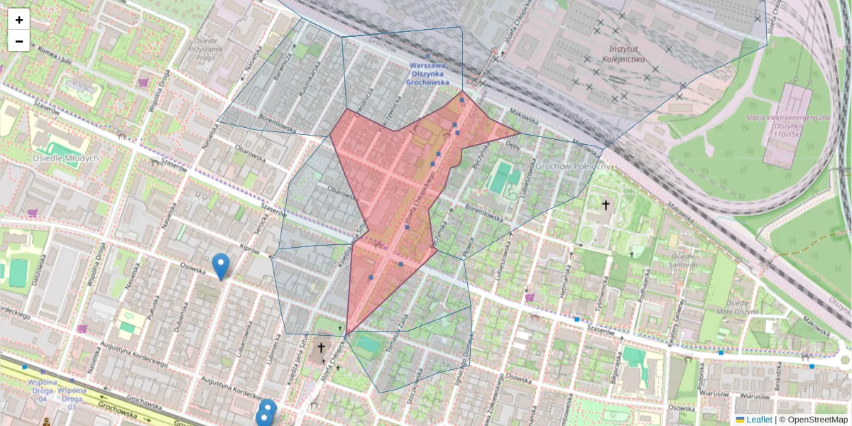 Szczegółowa mapa kodu pocztowego 04-314 z granicami, sąsiednimi kodami pocztowymi i urzędami pocztowymi