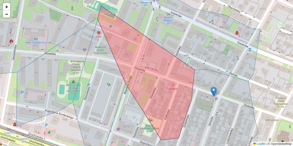 Szczegółowa mapa kodu pocztowego 04-331 z granicami, sąsiednimi kodami pocztowymi i urzędami pocztowymi