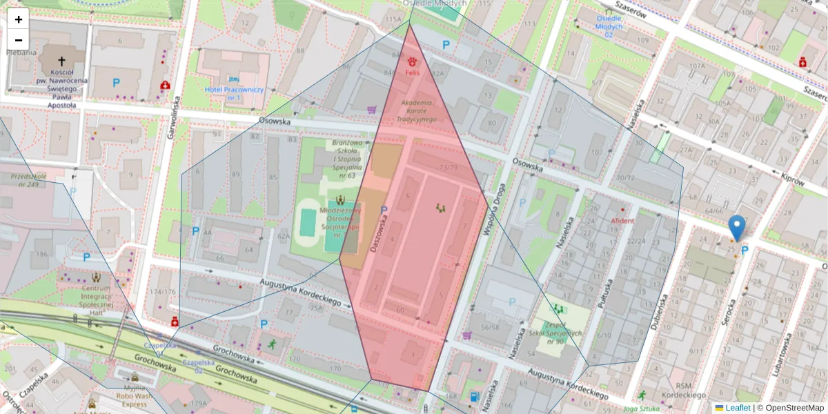 Szczegółowa mapa kodu pocztowego 04-345 z granicami, sąsiednimi kodami pocztowymi i urzędami pocztowymi