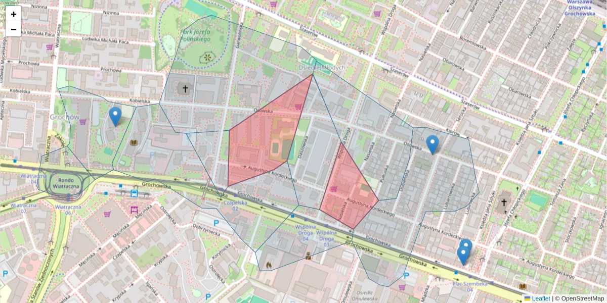 Szczegółowa mapa kodu pocztowego 04-355 z granicami, sąsiednimi kodami pocztowymi i urzędami pocztowymi