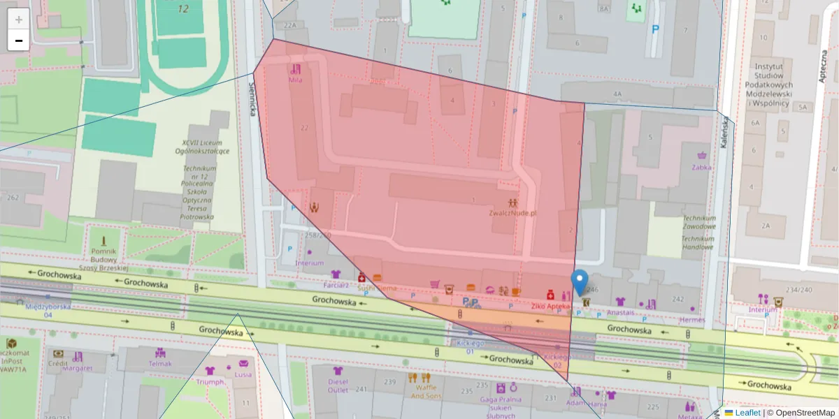 Szczegółowa mapa kodu pocztowego 04-368 z granicami, sąsiednimi kodami pocztowymi i urzędami pocztowymi