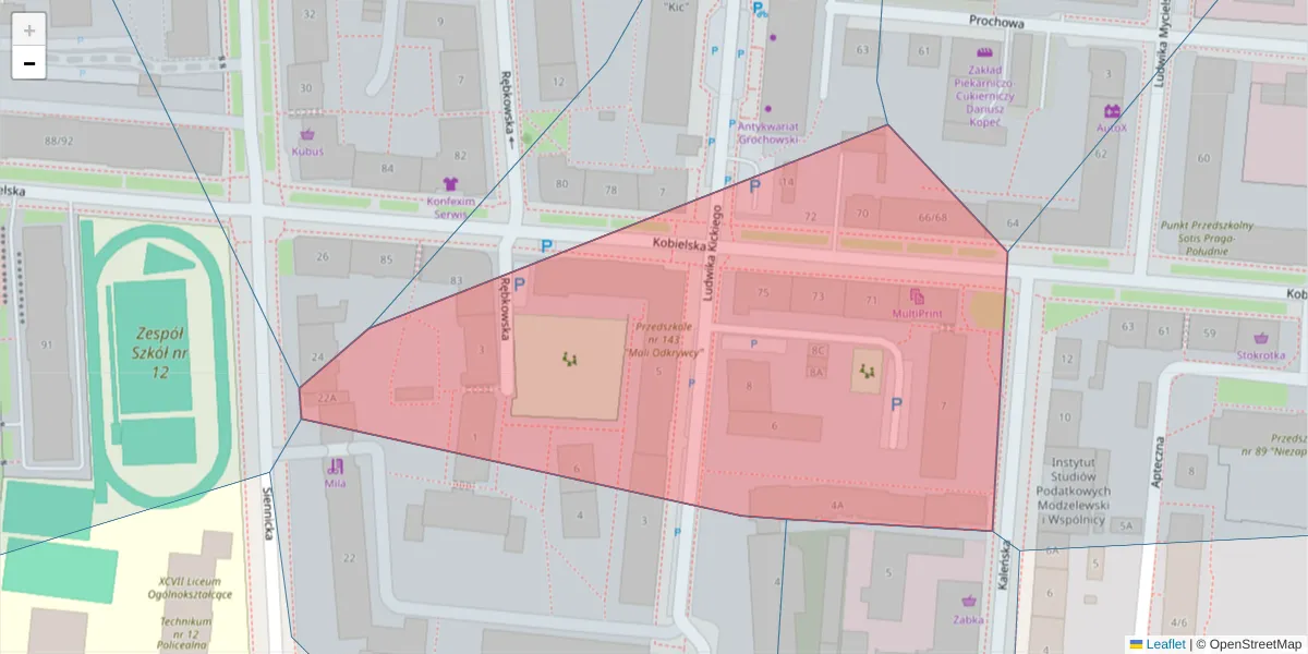 Szczegółowa mapa kodu pocztowego 04-370 z granicami, sąsiednimi kodami pocztowymi i urzędami pocztowymi