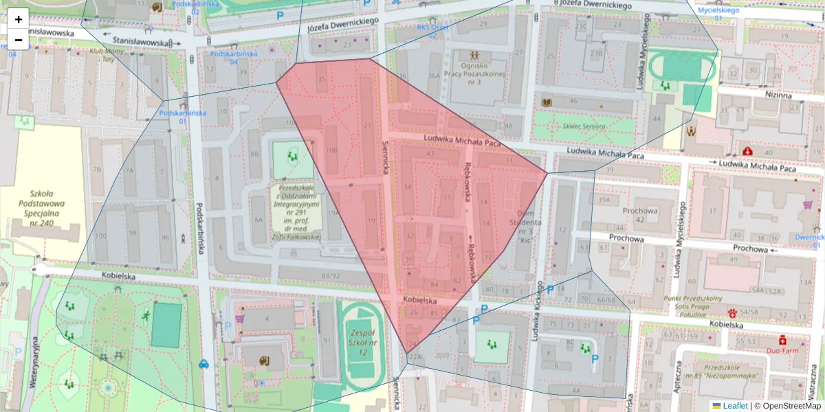 Szczegółowa mapa kodu pocztowego 04-375 z granicami, sąsiednimi kodami pocztowymi i urzędami pocztowymi