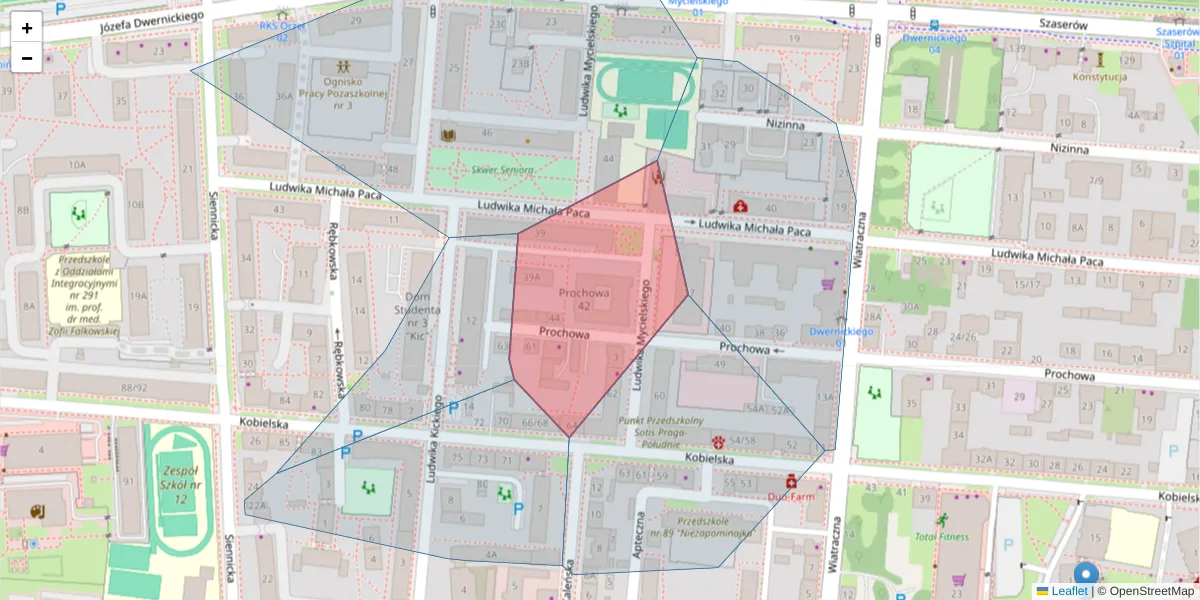 Szczegółowa mapa kodu pocztowego 04-388 z granicami, sąsiednimi kodami pocztowymi i urzędami pocztowymi