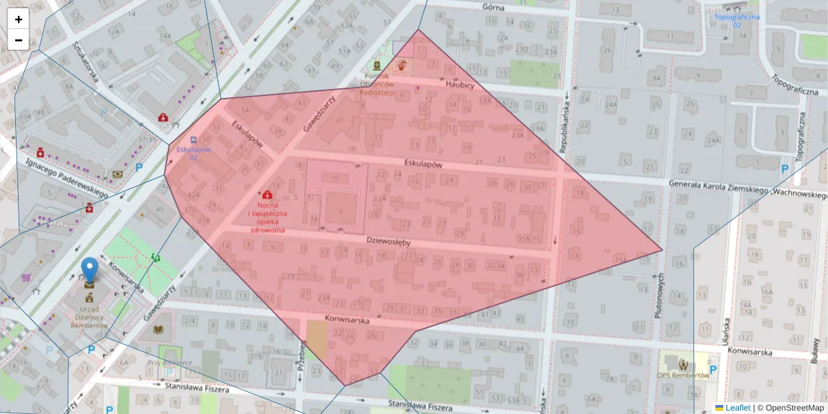 Szczegółowa mapa kodu pocztowego 04-403 z granicami, sąsiednimi kodami pocztowymi i urzędami pocztowymi