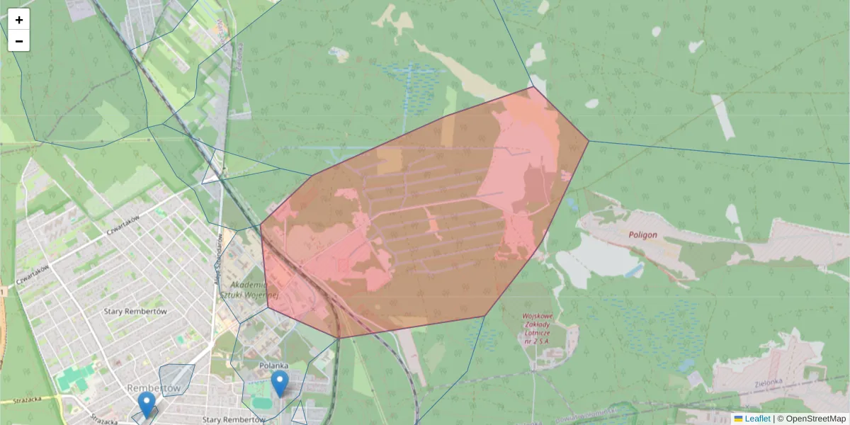 Szczegółowa mapa kodu pocztowego 04-412 z granicami, sąsiednimi kodami pocztowymi i urzędami pocztowymi