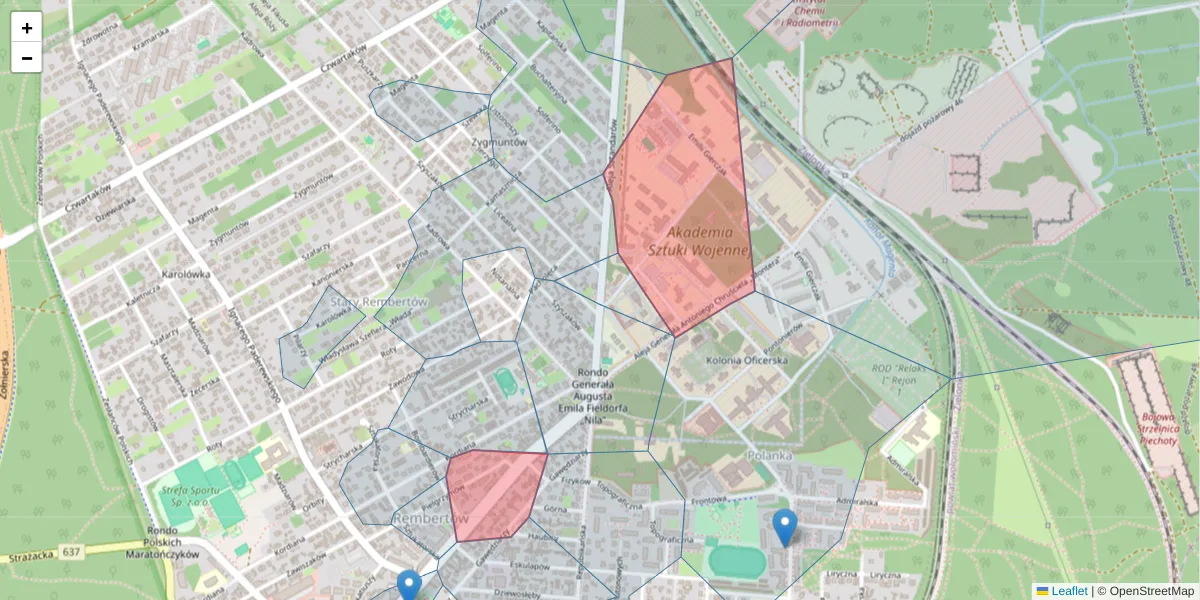 Szczegółowa mapa kodu pocztowego 04-414 z granicami, sąsiednimi kodami pocztowymi i urzędami pocztowymi