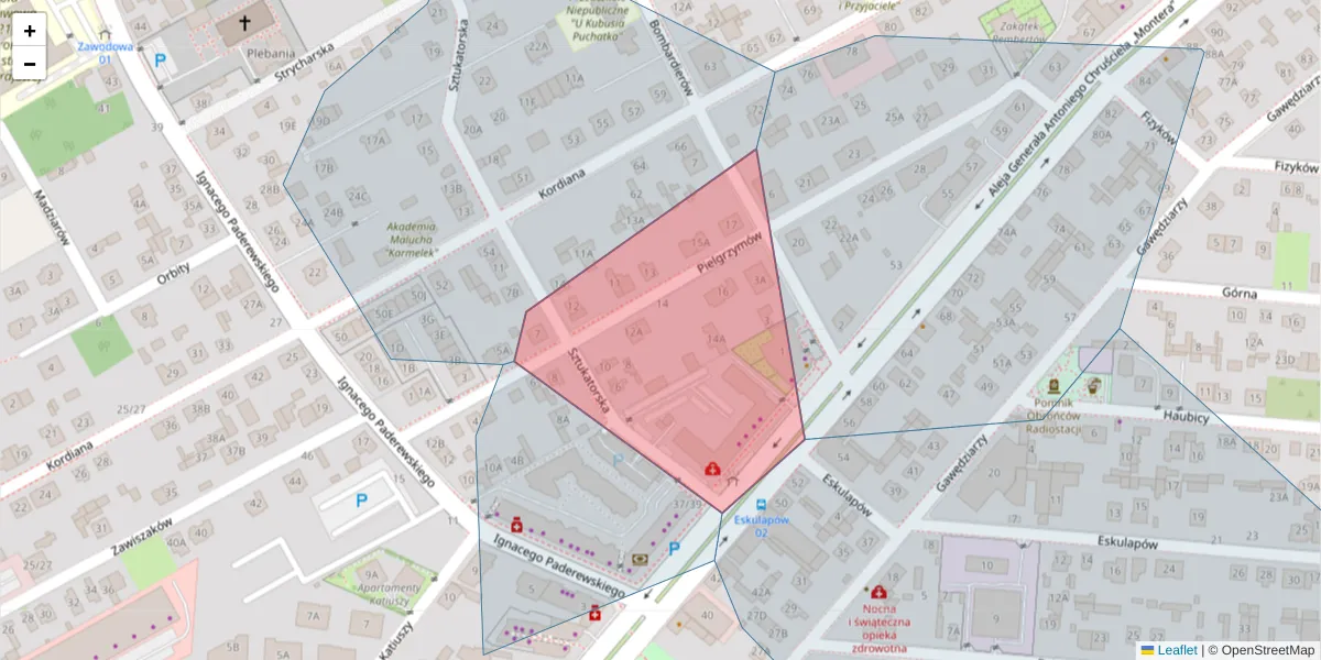 Szczegółowa mapa kodu pocztowego 04-417 z granicami, sąsiednimi kodami pocztowymi i urzędami pocztowymi