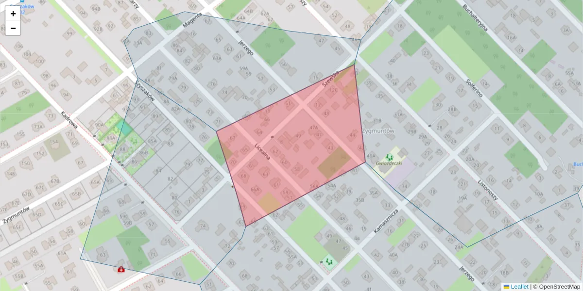 Szczegółowa mapa kodu pocztowego 04-428 z granicami, sąsiednimi kodami pocztowymi i urzędami pocztowymi