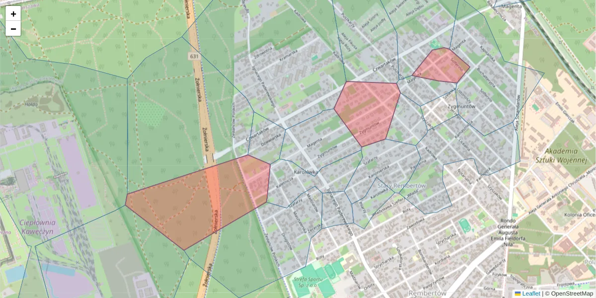 Szczegółowa mapa kodu pocztowego 04-429 z granicami, sąsiednimi kodami pocztowymi i urzędami pocztowymi